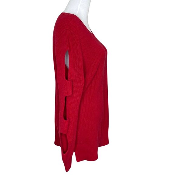 a.n.a. Women's Classic Knit Cut Out Sleeves Office Preppy Sweater Size XL Red - Picture 2 of 10